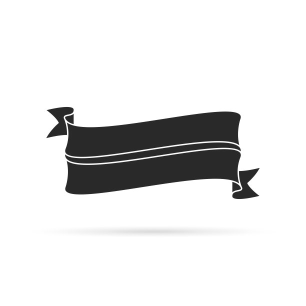 黑色丝带孤立在白色背景-设计元素图片下载