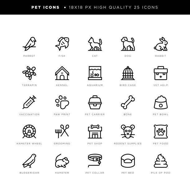 宠物图标与它的设备，食物，庇护所和其他关键字图片下载