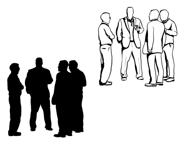 咖啡休息的商人剪影图片下载