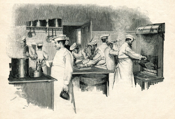 1893皇家厨房，厨师与团队准备晚餐图片下载