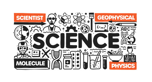 科学对象和元素。矢量涂鸦插图收集。手绘图标集或横幅模板图片下载