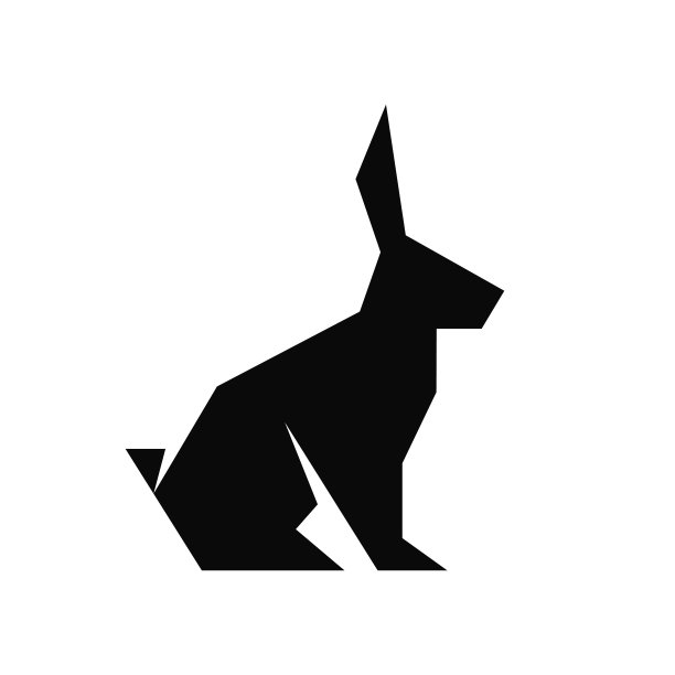 几何形状剪影坐兔子标志风格矢量插图孤立设计中国新年或复活节横幅和卡片图片下载