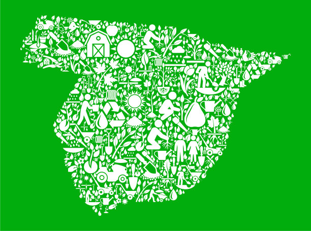 西班牙花园和园艺矢量图标模式图片下载