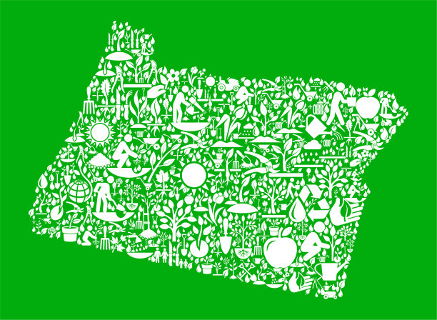 俄勒冈花园和园艺矢量图标模式图片下载