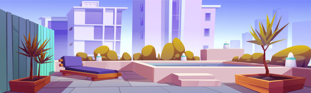 屋顶花园与游泳池城市花园图片下载