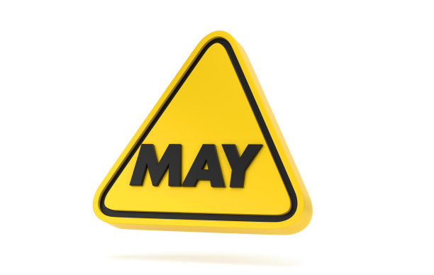 黄色三角形警告形状和五月日历图片下载