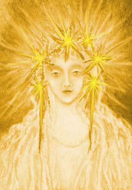 插图宗教艺术作品油画在棕褐色的肖像圣诞天使图片下载