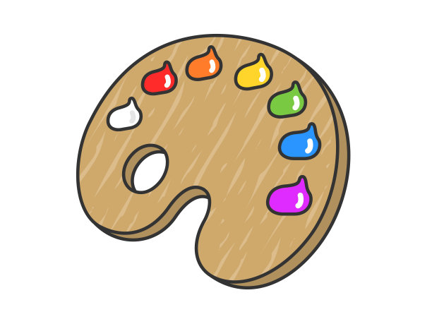 木制调色板的插图。图片下载