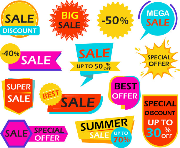 设置销售横幅设计元素标签图片下载