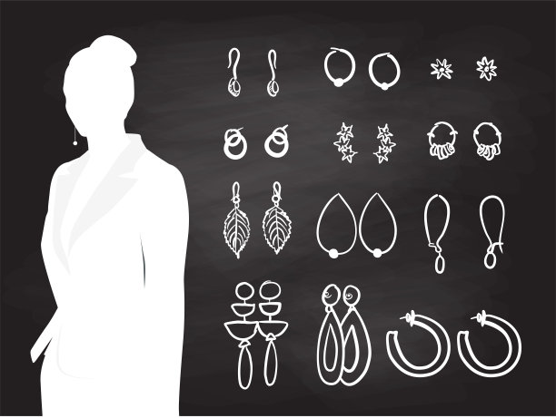 职业妇女耳环收集黑板图片下载