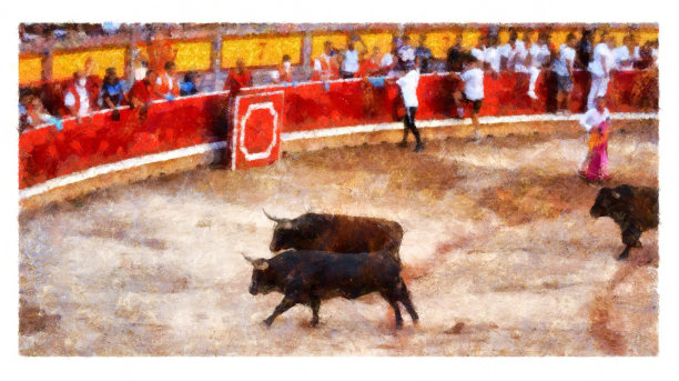 西班牙潘普洛纳的圣费明节-数字操作图片下载