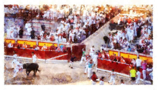 西班牙纳瓦拉奔牛——数字操控图片下载