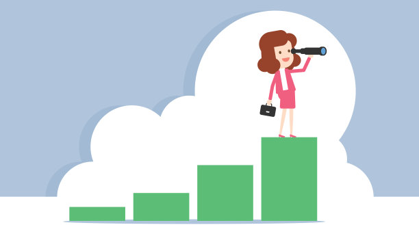女商人用望远镜寻找成功，业务增长图片下载