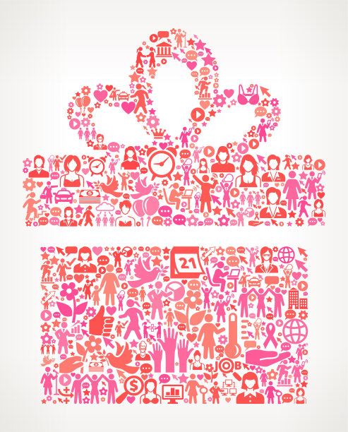 礼盒妇女权利和女孩图标模式图片下载