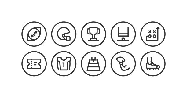 采购产品美式足球，球，头盔，优胜杯，球门，球鞋图标图片下载