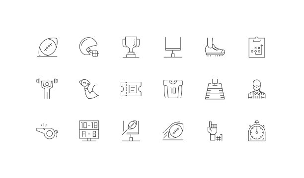 采购产品美式足球，球，头盔，优胜杯，球门，球鞋图标图片下载