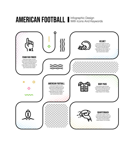 美式足球关键词和图标的信息图表设计模板图片下载