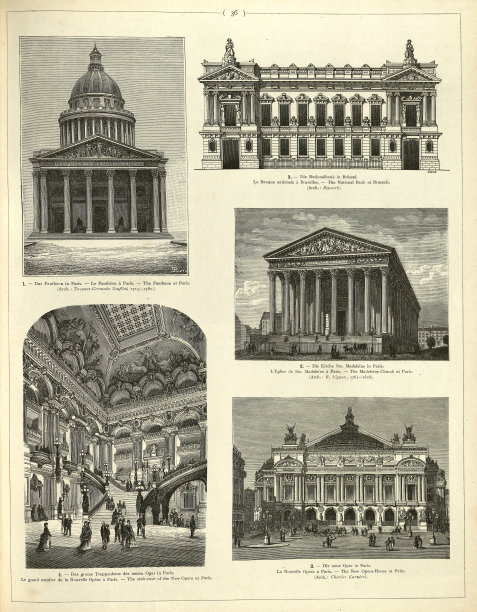 新古典主义建筑，万神殿，巴黎，国家银行布鲁塞尔，L'église德拉玛德琳教堂巴黎，新歌剧院巴黎图片下载