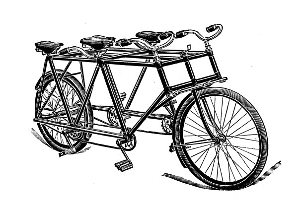 古董插图:交通工具的发明，多辆自行车图片下载