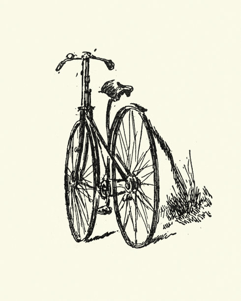 一辆旧自行车的草图，19世纪图片下载