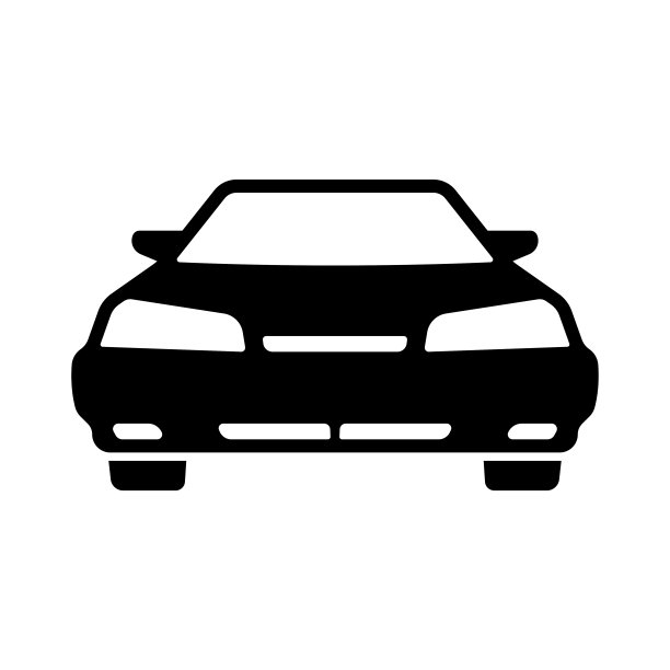 汽车图标。黑色的轮廓。前视图。矢量简单的平面图形插图。孤立的物体在白色背景上。隔离。图片下载