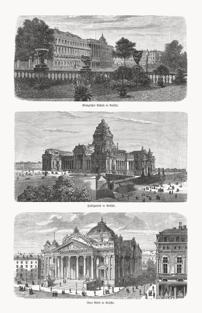 比利时布鲁塞尔的历史观点，木刻，出版于1893年图片下载