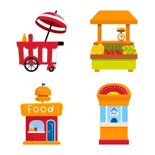 孤立物体和展台图标设置和图片下载