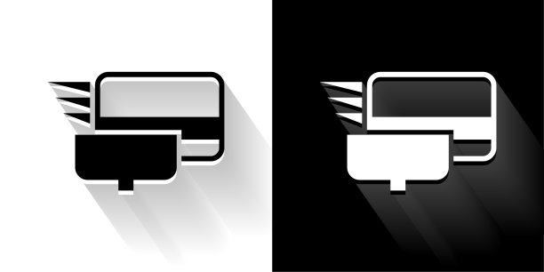 刷卡黑色和白色图标与长影子图片下载