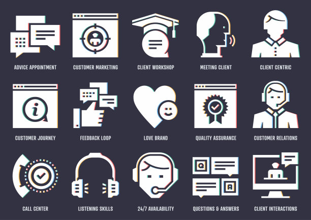 客户360度矢量图标包与RGB分割效果图片下载