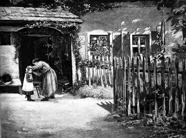 奶奶带着孙女在门口上了早上的厕所图片下载