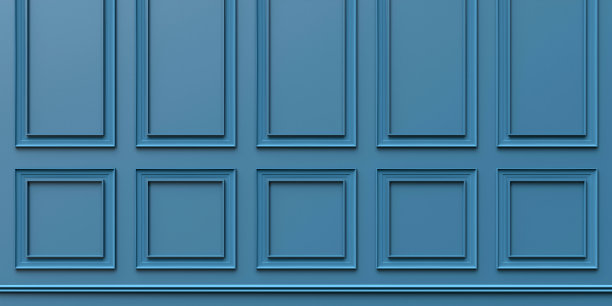 墙板木质装饰。经典的蓝色护墙板复古木板背景。图片下载