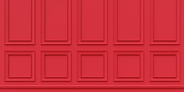 经典的红色护墙板复古木板背景。墙板木质装饰。图片下载