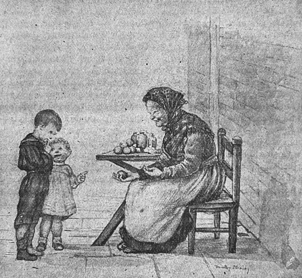 奶奶和孙女聊天，孙子递给她一个苹果图片下载