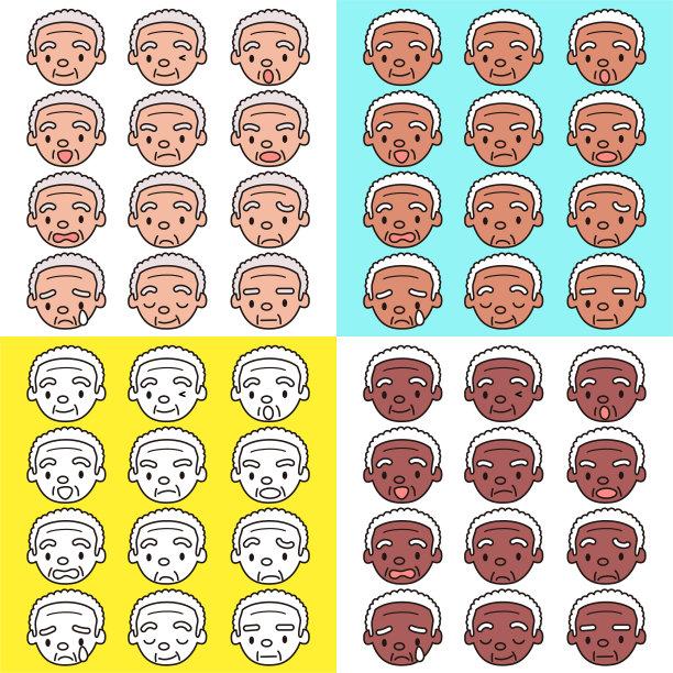 老年男性的面部表情（表情符号）图片下载