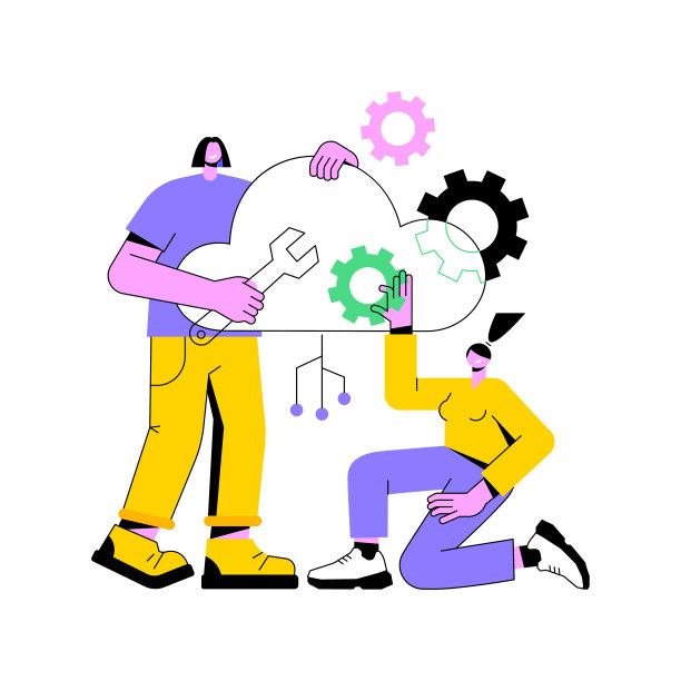 云工程抽象概念矢量插图。图片下载