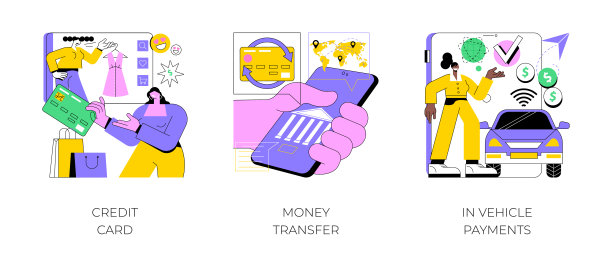 数字支付抽象概念矢量插图。图片下载