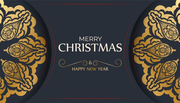 小册子merry Christmas深蓝色复古图片下载