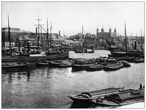 伦敦泰晤士河的古董旅行照片图片下载