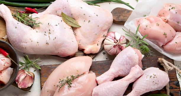 各种生鸡肉。图片下载