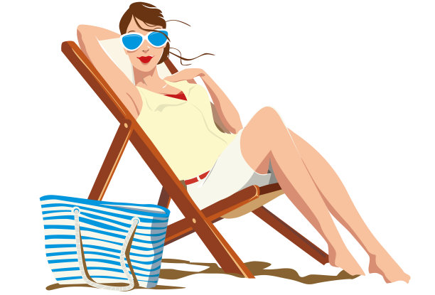 坐在吊床上晒太阳的漂亮女人图片下载