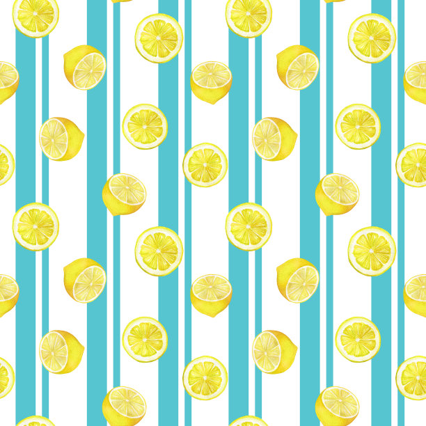 水彩柠檬无缝图案图片下载