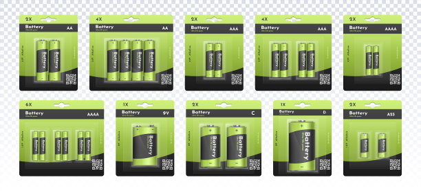 一套包装与电池矢量概念图片下载