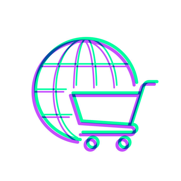 电子商务。图标与两种颜色叠加在白色背景上图片下载