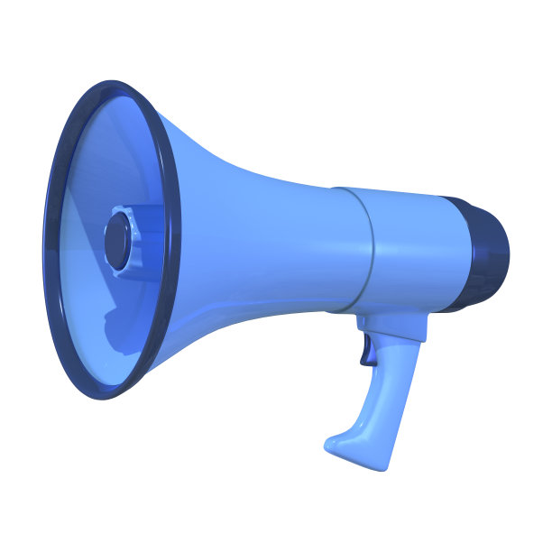 蓝色扩音器3D隔离背景图片下载
