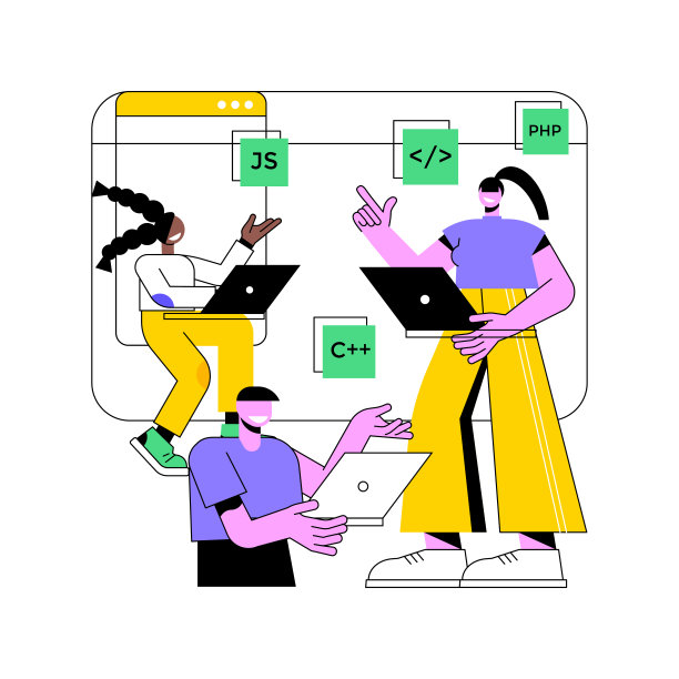 计算机编程训练营抽象概念向量插图。图片下载
