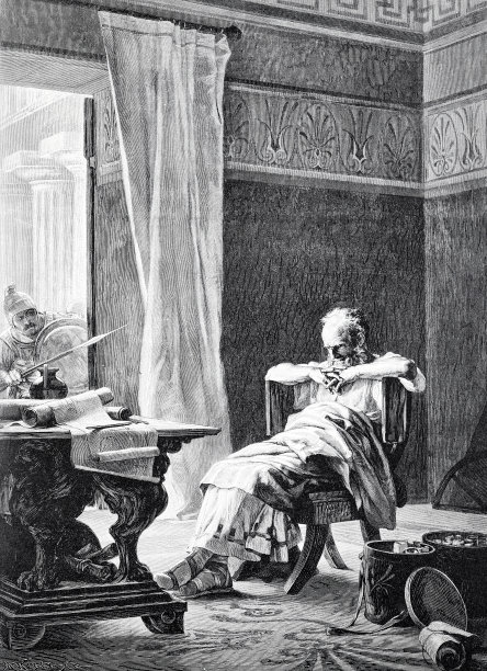 阿基米德坐在椅子上思考图片下载