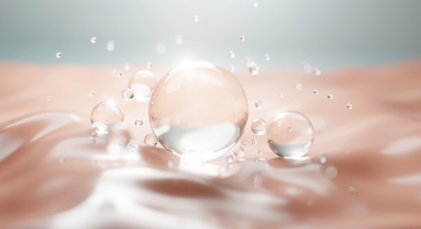 三维胶原皮肤血清和维生素插图分离在软颜色背景。库存图片图片下载