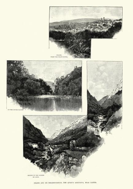 格拉斯及其邻近地区的景色，法国，19世纪图片下载