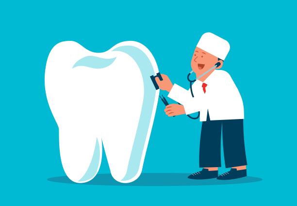 牙齿与牙科，牙齿护理与健康，牙医用听诊器检查牙齿图片下载