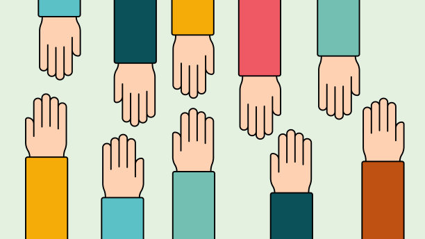 举手彩色图标矢量设计图片下载